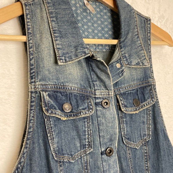 Free People Denim Maxi Dress Vintage Button Down Sleeveless Sz 12 - Picture 9 of 13